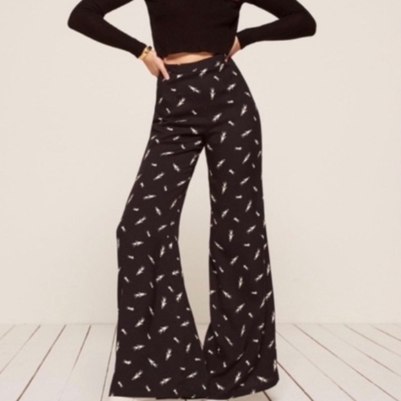 REFORMATION Sorrenti Rocketman Rockets High Waisted Wide Leg Trousers Pants - Picture 4 of 10